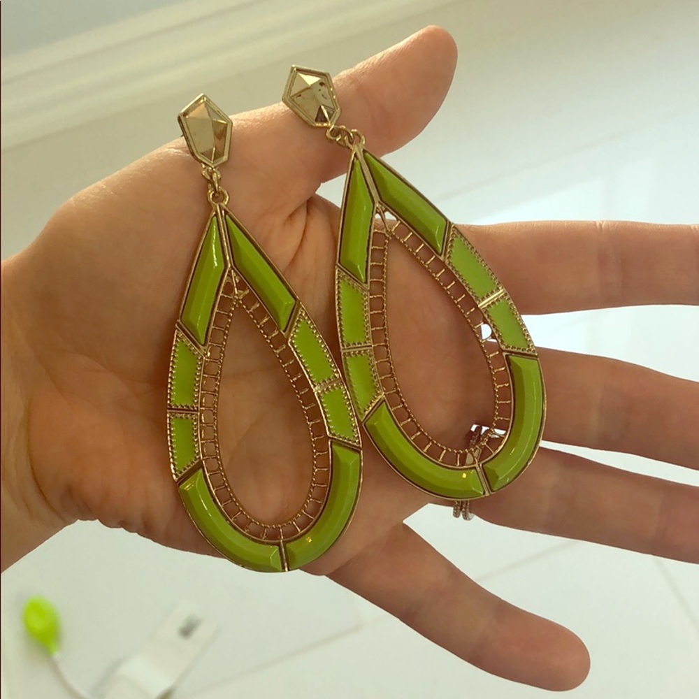 Green statement earrings